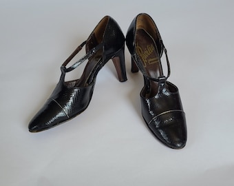 50s heels, size 5, snakeskin printed leather, leather bottom, beautiful