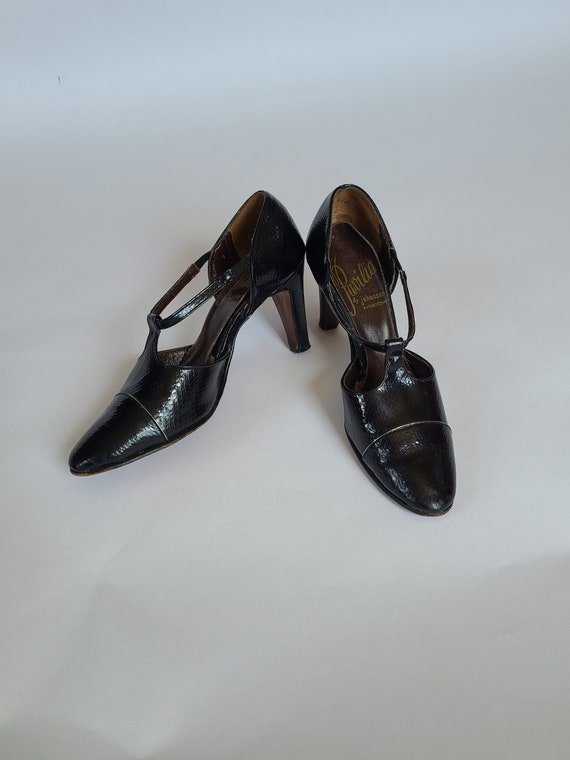 50s heels, size 5, snakeskin printed leather, leat