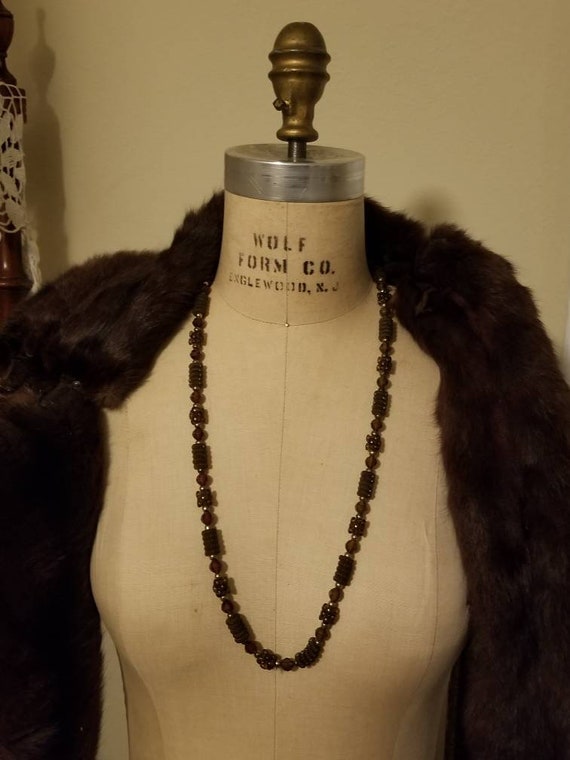 Vintage necklace,  boho, brown color,  beaded - image 1