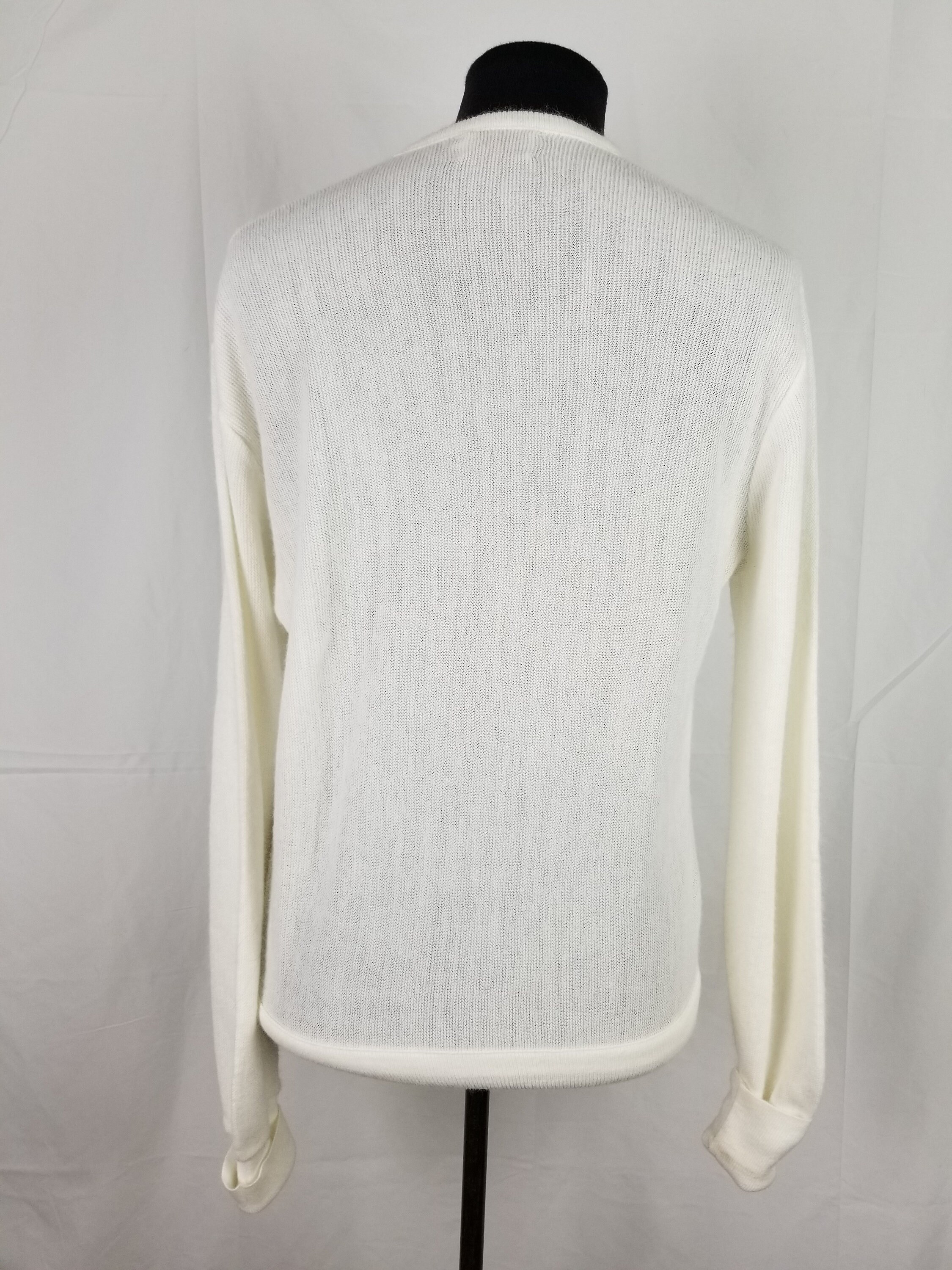 Vintage Lacoste white v-neck sweater mens 48 medium | Etsy