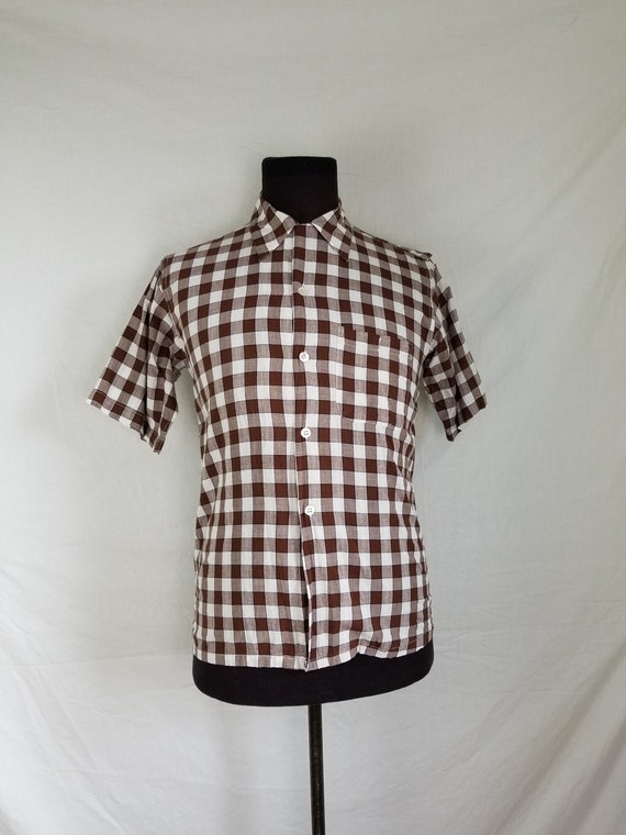 Vintage midcentury Teen boys short sleeved shirt,… - image 1
