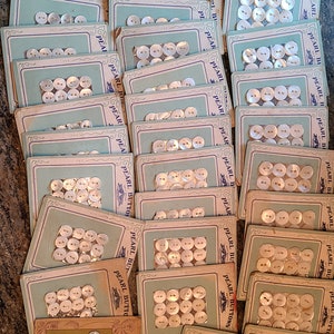 LOT of antique pearl buttons, carded buttons, 3/8, 7/16 & 1/2&quot; variety