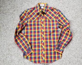 70s Levi's rainbow check blouse, Juniors small 35