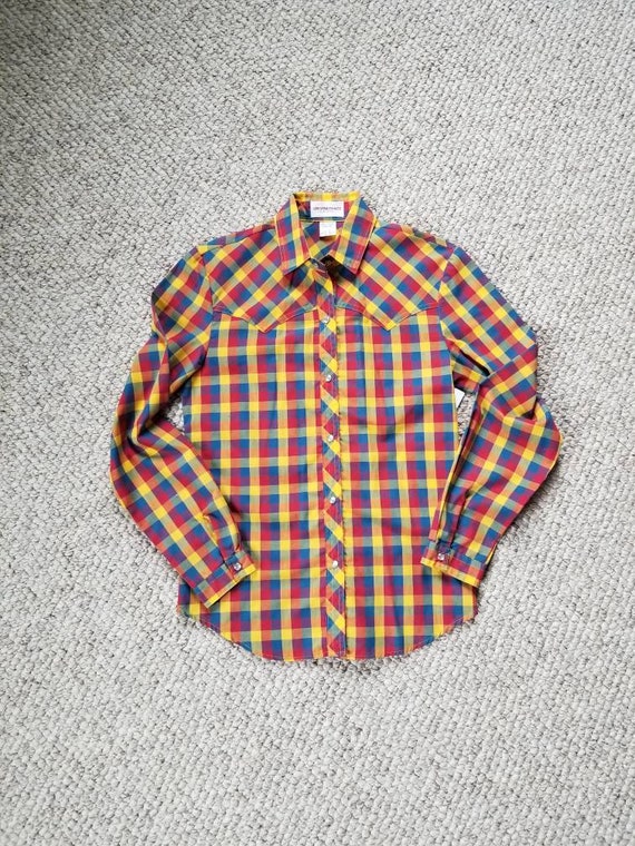 70s Levi's rainbow check blouse, Juniors small 35