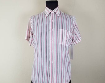 50s-60s mens striped short sleeved shirt