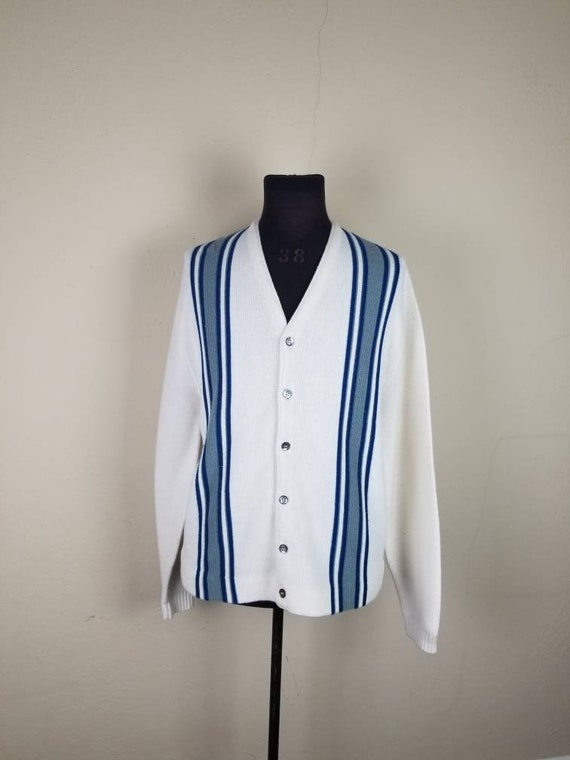 50s cardigan, mens varsity sweater, XL, alpaca kni