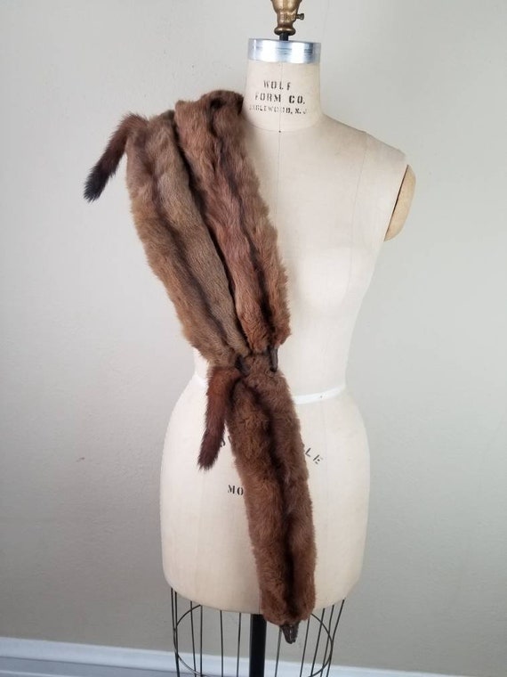 Mink stole, fur wrap, vintage, 4 whole minks, brow