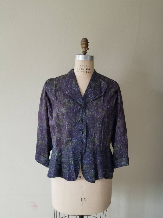 40s-50s vintage blazer, suit coat, buttons, purple