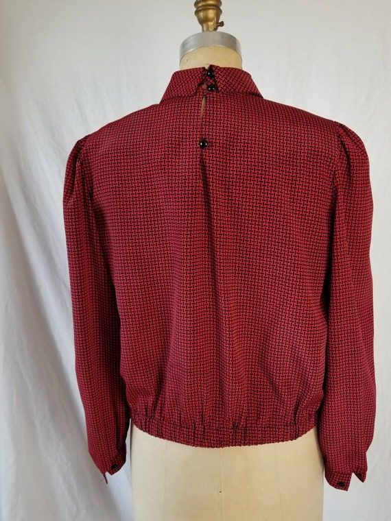 70s blouse, red and black with collar sash, 12 - image 5