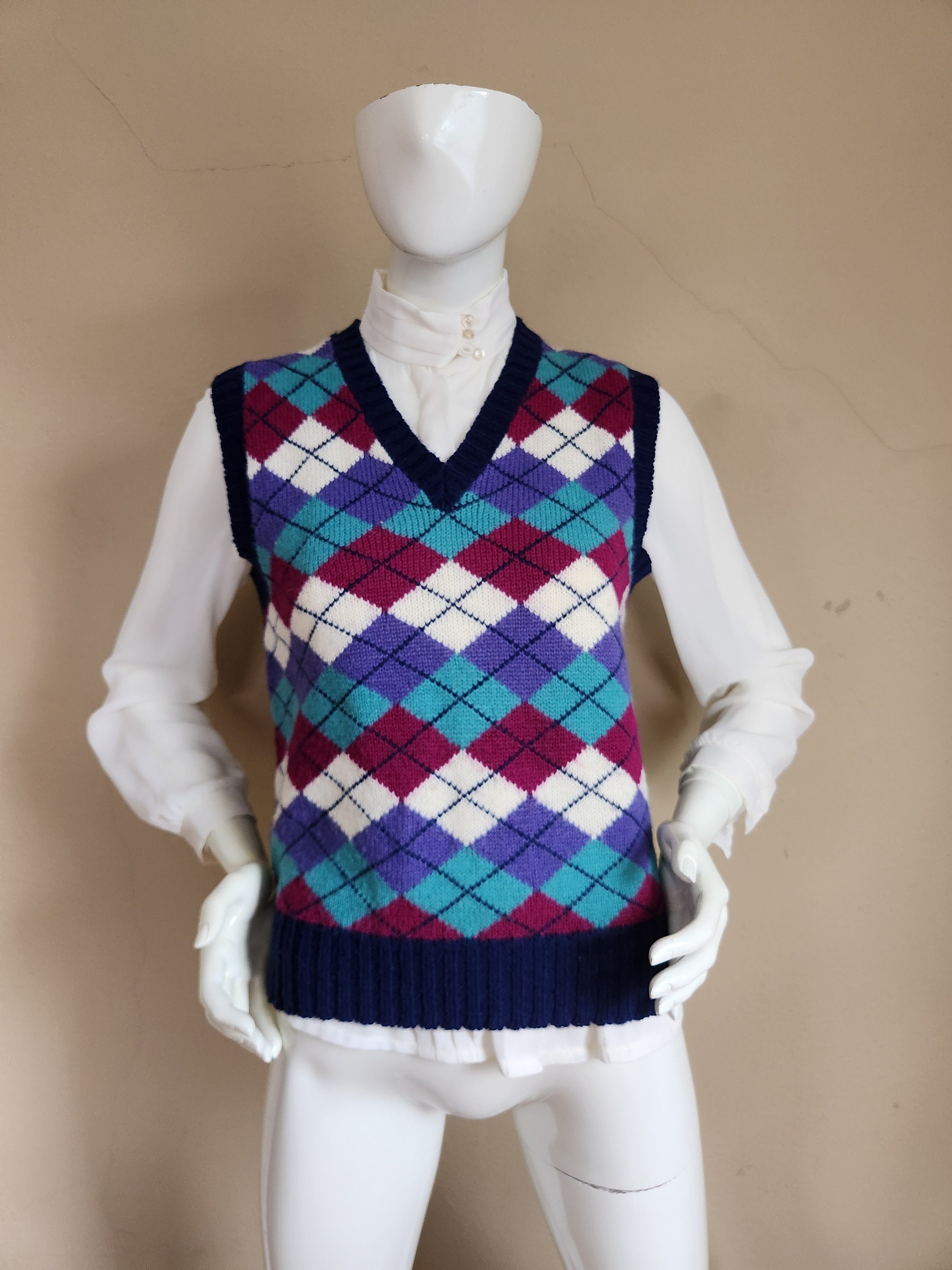 80s Argyle Sweater - Etsy