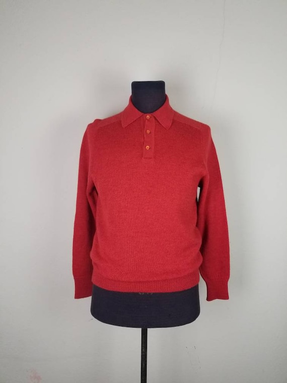 40s mens sweater, Henley collar, mens medium, oran