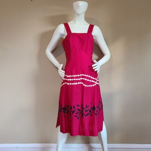 70s dress, Hawaiian dress, sleeveless summer dress, cotton, 33 bust