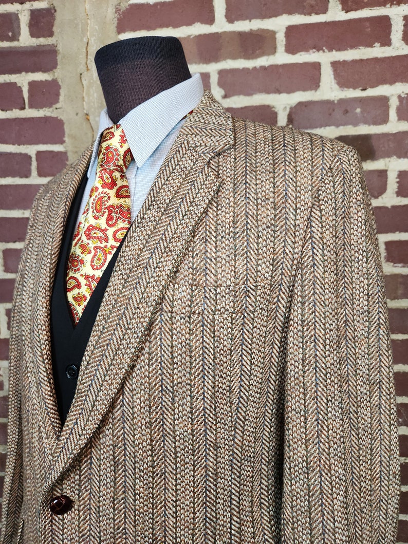 Vintage Tweed Sportcoat 46R Mens Wool Blazer Leather - Etsy