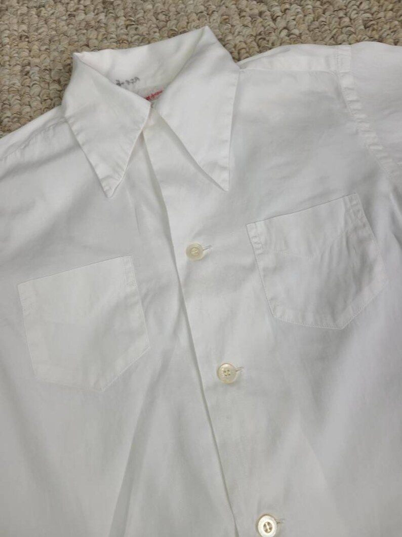 30s 40s boys white shirt, short sleeved, button up, size 12, Saks Fifth Avenue image 4