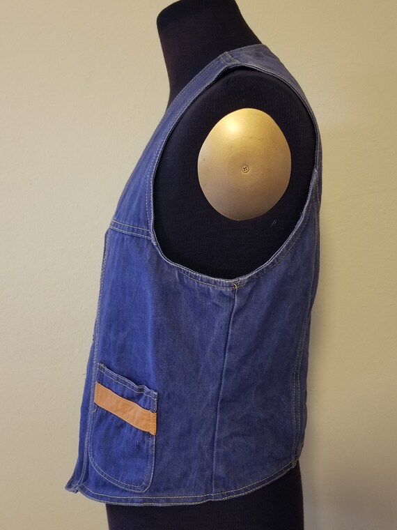 Denim vintage mens vest, 42R Jeans Joint - image 3