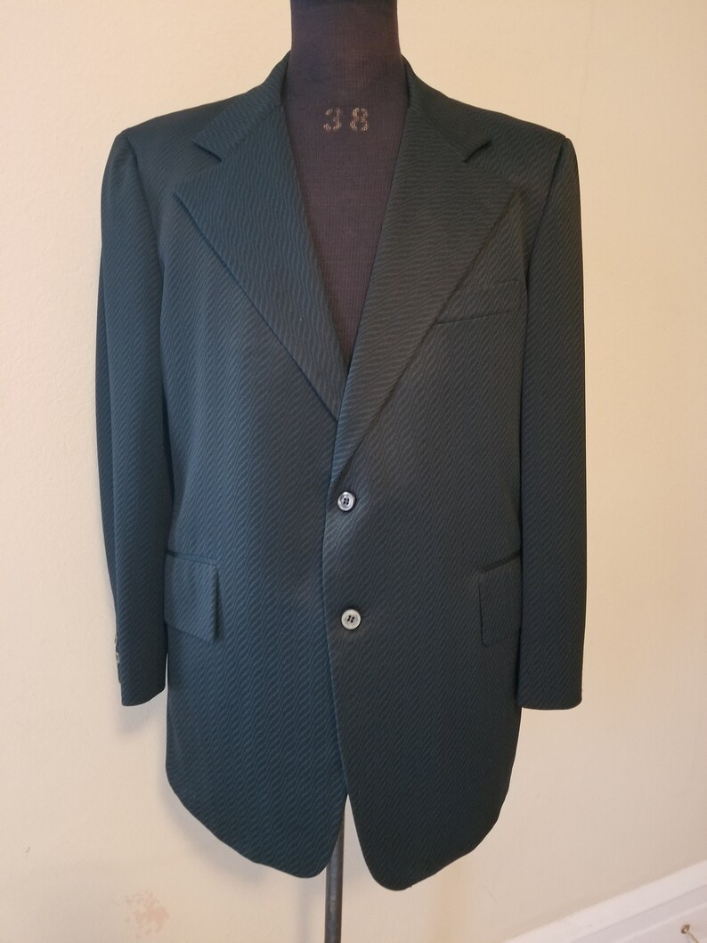 blue green wave pattern 46 chest 44L 60s mens blazer