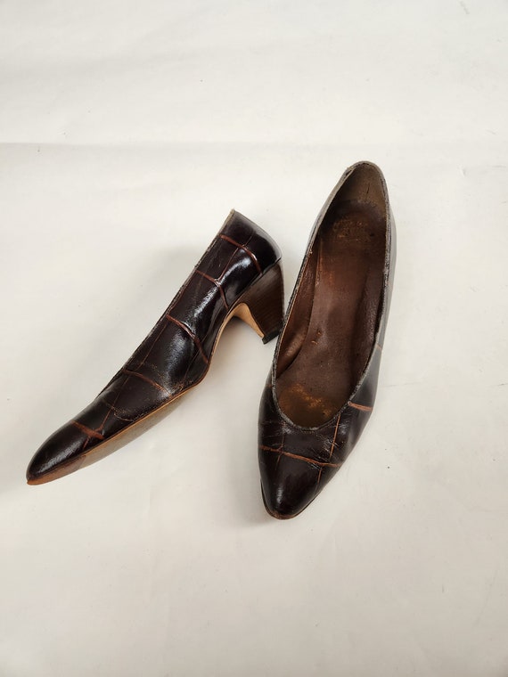 9 1/2 Italian heels, alligator leather, brown, Ban