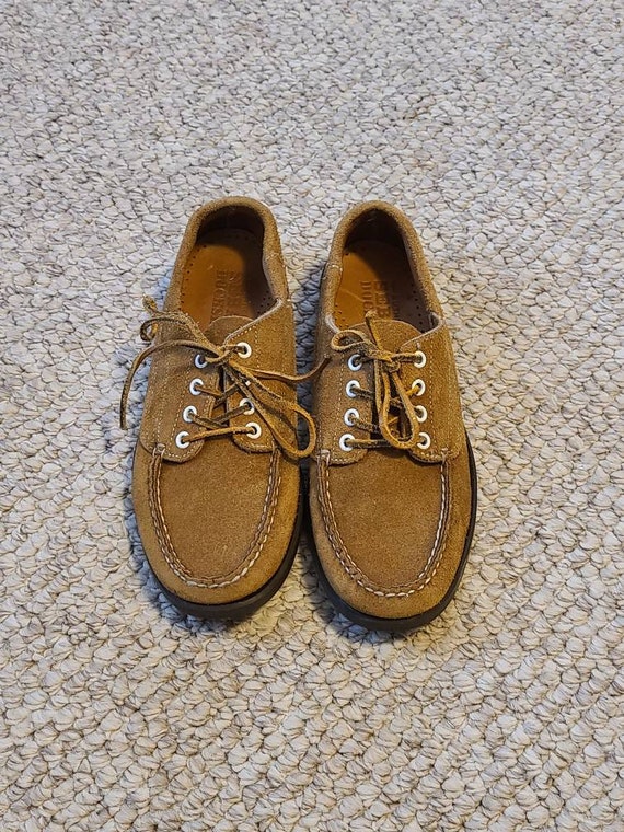 8 80s mens Sebago docksiders,  tan leather suede - image 2