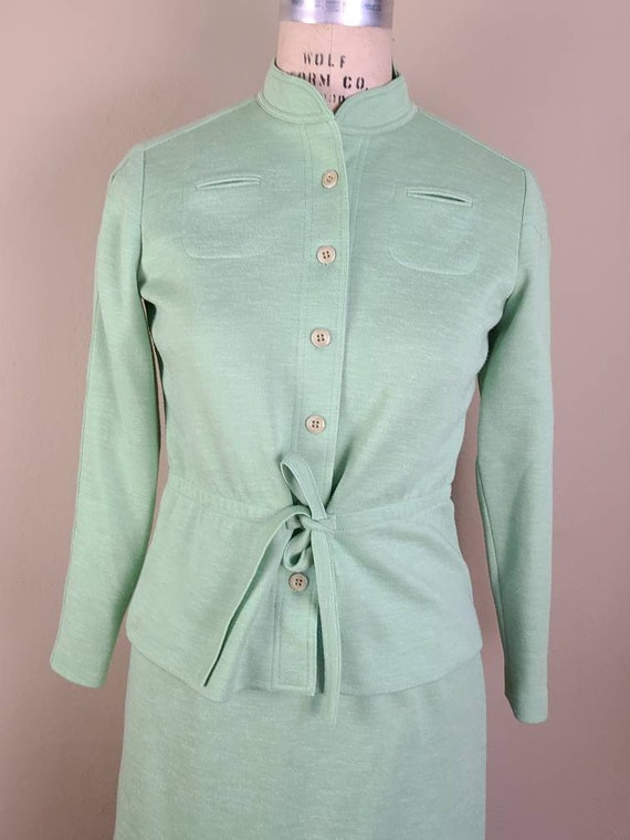 60s 70s Leslie Fay lime green casual suit size 10 - image 6