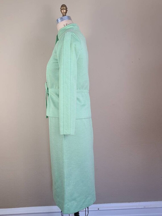 60s 70s Leslie Fay lime green casual suit size 10 - image 4