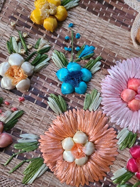 Straw bag, vintage straw handbag, floral, beach b… - image 8