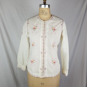Vintage Chinese blouse, cream, hand embroidered large 42