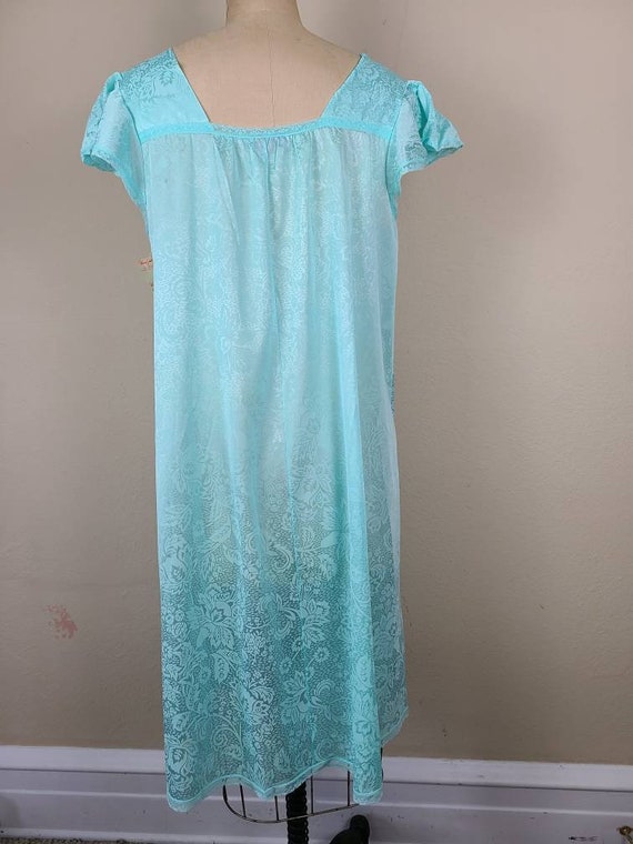 70s 80s new nightgown, light aqua blue - image 2