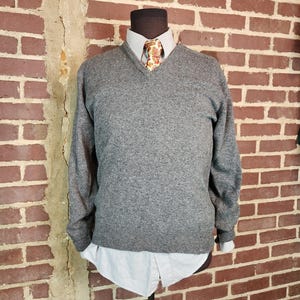 50s grey lambswool mens v neck pullover sweater 42