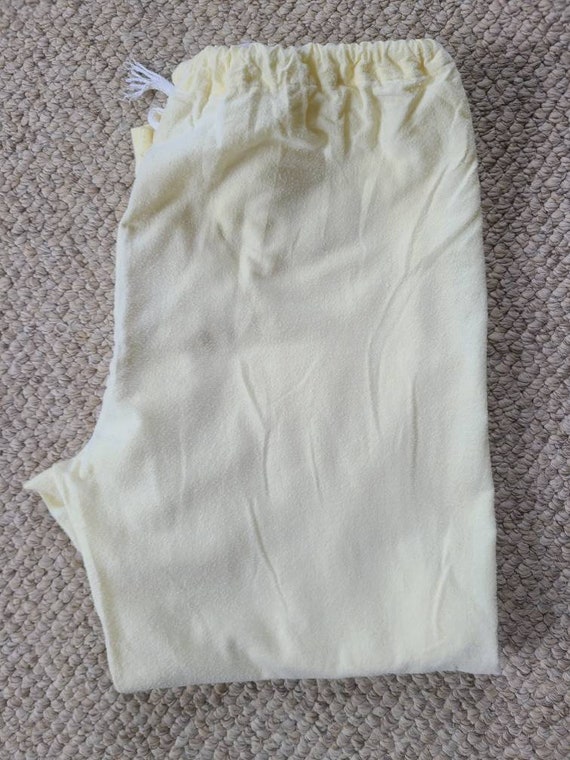 40s mens flannel pajama bottoms, light yellow - image 2