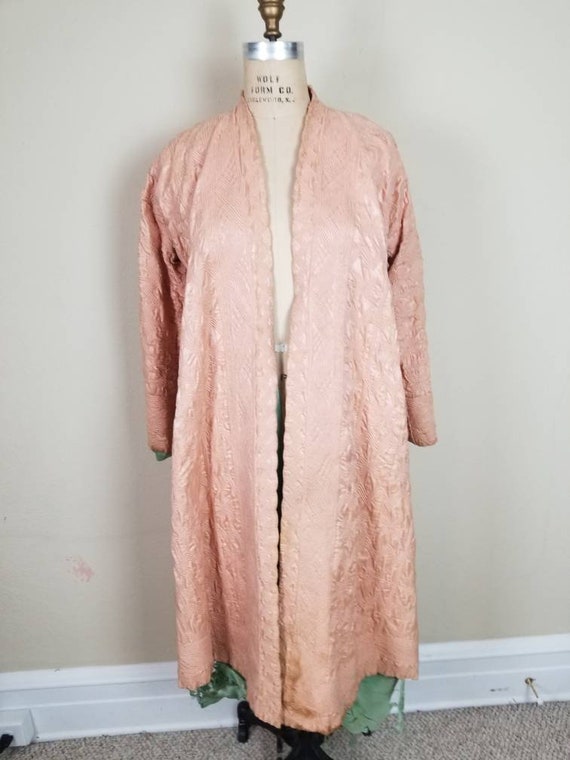 20s coat, AS IS, pink with green lining, handmade,
