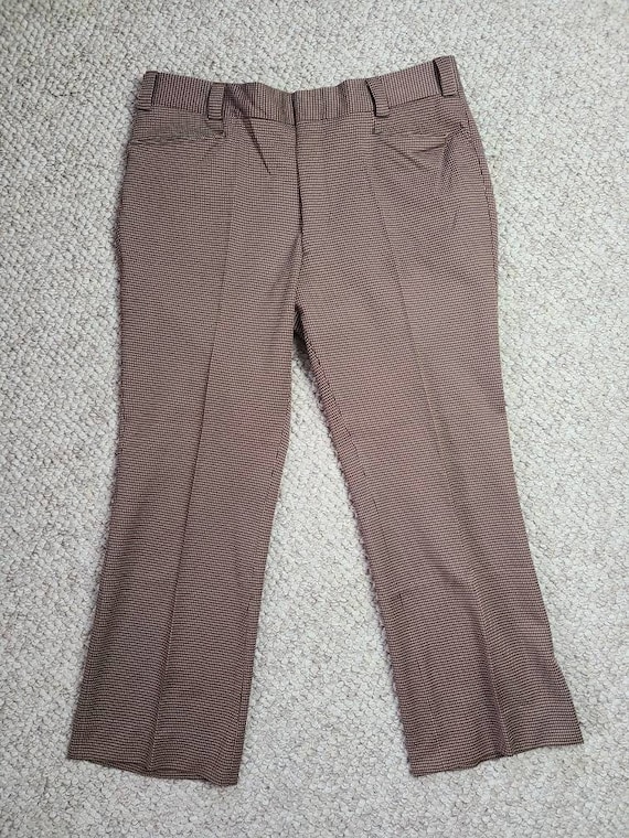 60s 70s mens pants, flare hem, polyester double k… - image 3