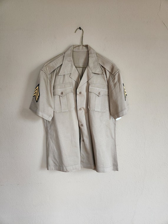 US Army shirt, tan cotton shirt, khaki shirt, 46 c