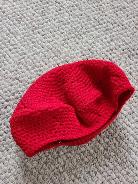 Vintage beret, red beret, hand knit, handmade - image 2