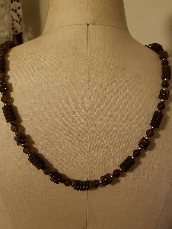 Vintage necklace,  boho, brown color,  beaded - image 3