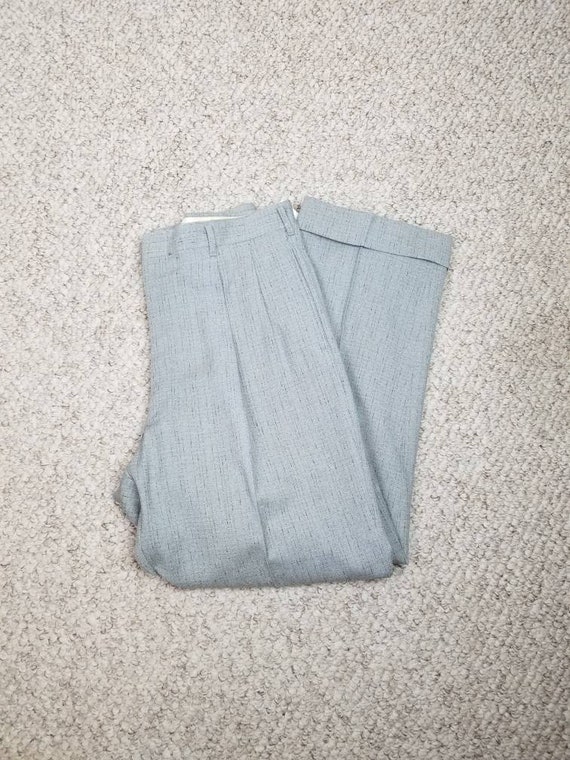 40s-50s pants, mens 34x28, light grey black plaid