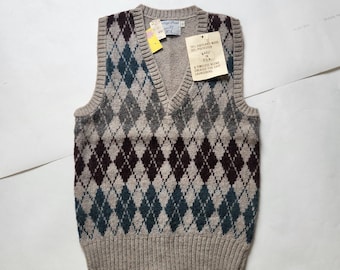 90s Archive A.P.C.　Argyle Wool Vest Argyle Wool Sweater Vest Free Shipping - The Vintage Twin
