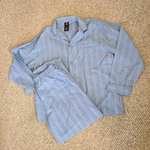 Large pajamas, blue stripes, mens, Hanes, 2 piece