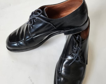 Vintage oxford shoes, size 9 oxfords, mens, leather tie shoes, black, To Boot New York in original box, gorgeous shoes made in Italy