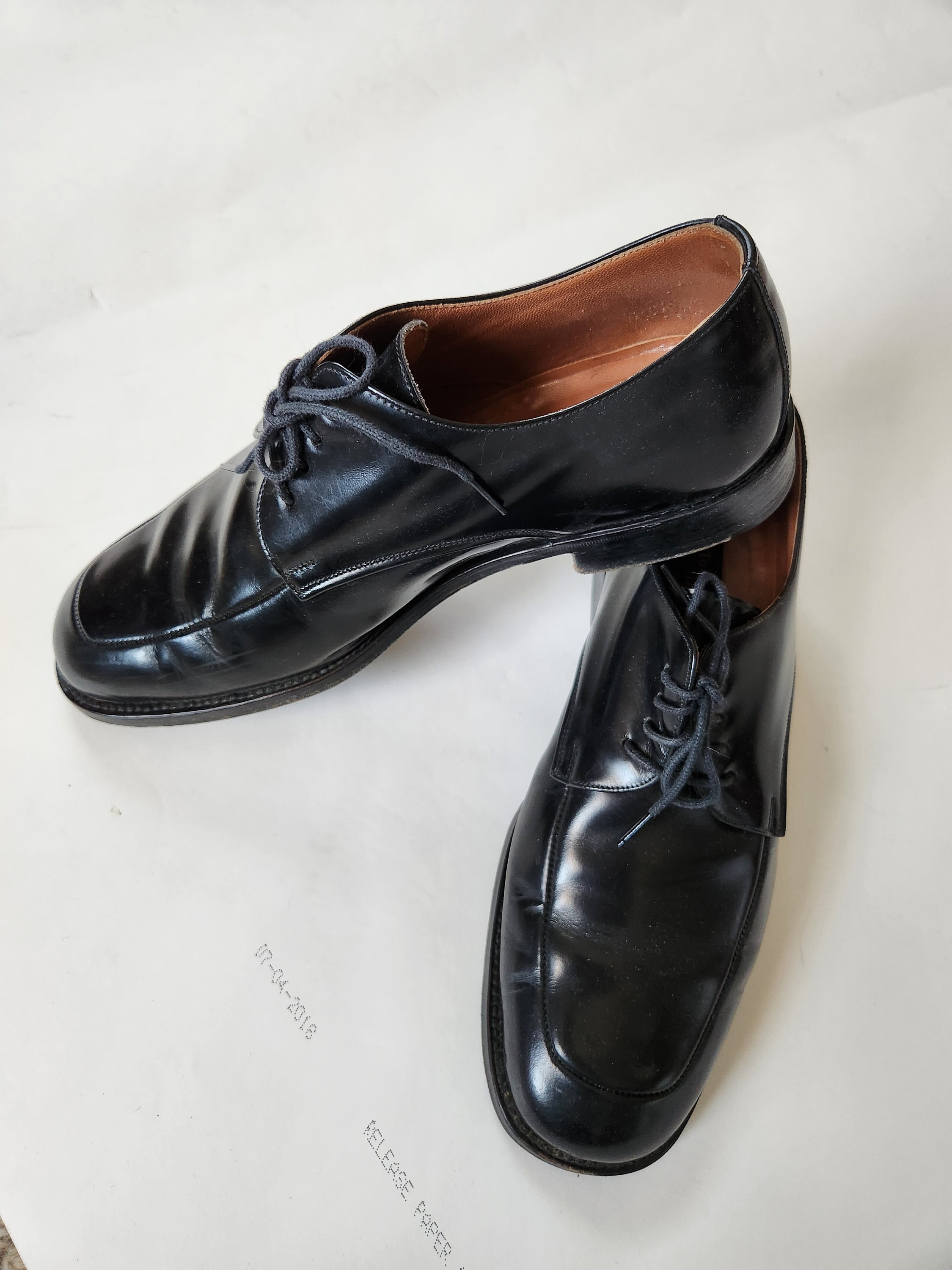 New Old Stock Vintage Black Mens Shoes Oxfords 9.5 Antique 1920s Mens Oxford Shoes Size Small – Poppy main image 4