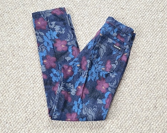 80s floral skinny jeans, size 10, 27x30, printed floral, like new, Over the Top