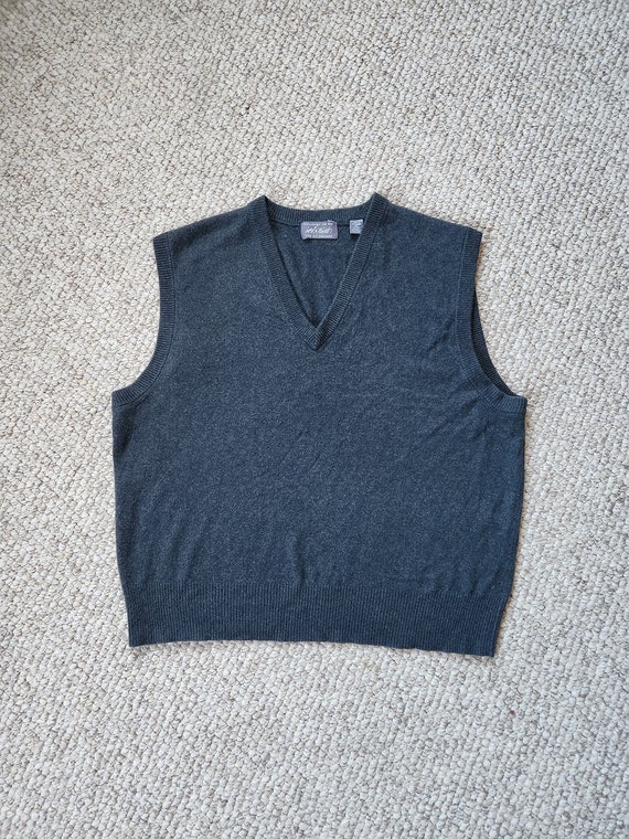 Cashmere mens XL sweater vest, dark grey  charcoal