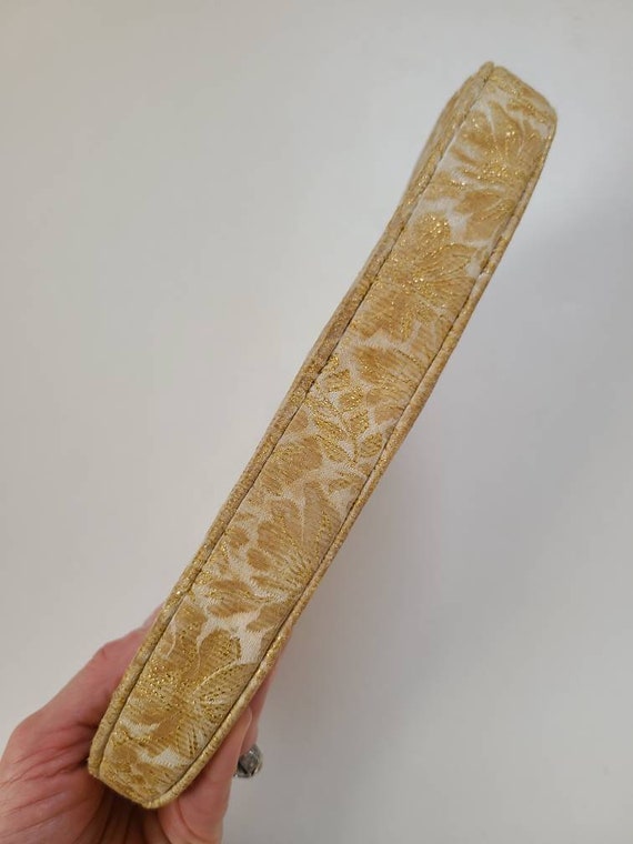 60s clutch, gold brocade, evening bag - image 4