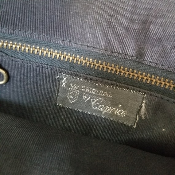 Black suede handbag purse vintage with chain, Ori… - image 5