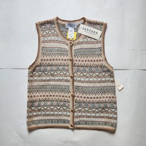 80s deadstock vest, new with tags, ladies XL, tan beige, Jantzen Classics, button up vest, sleeveless, cotton ramie