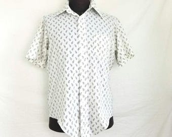 70s mens shirt, short sleeved, white 16