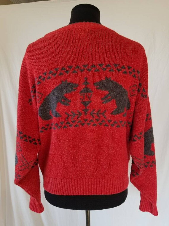 80s Mens vintage sweater with bears,  size large - image 5