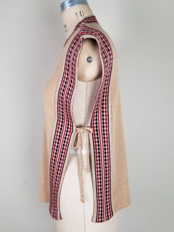 70s hippie vest, tie sides, acrylic Gem