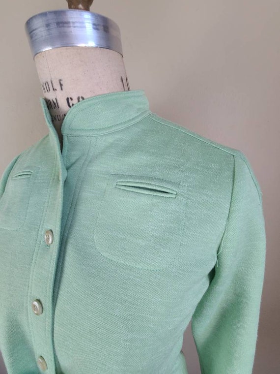60s 70s Leslie Fay lime green casual suit size 10 - image 7