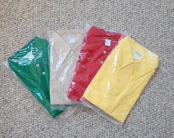 New TAN polo, mens 60s polo shirts, large, tan only,  new old stock, short sleeved