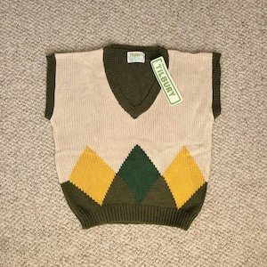 NWT NEW 80s vest, sweater vest, preppy, argyle, 42 or 46, acrylic,  Tilbury Jantzen